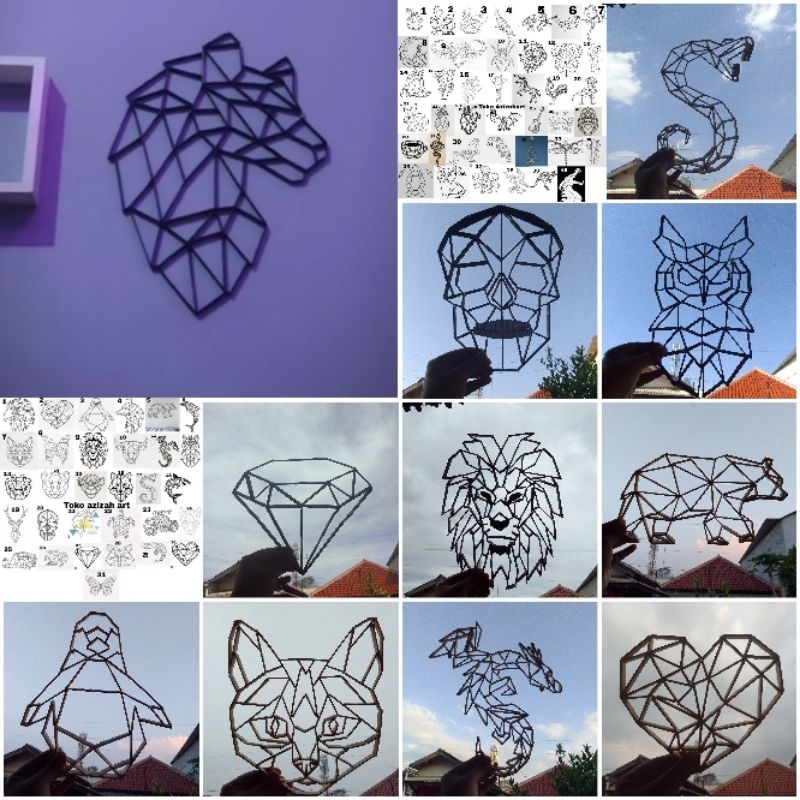 GEOMETRI STIK ESKRIM HEWAN HIASAN DINDING HADIAH ULANG TAHUN AESTHETIC