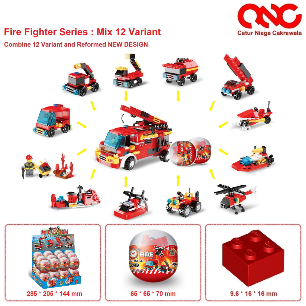 CNC Brick Pemadam Firefighter 12 in 1 Surprise Egg