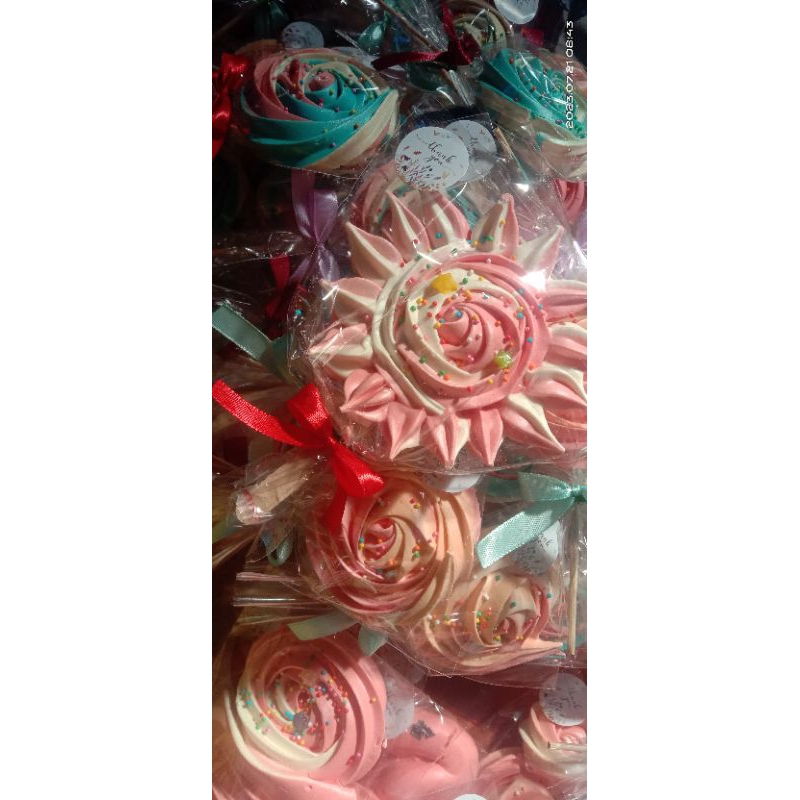 

MERINGUE LOLLIPOP FLOWER/Meringue cookies/permen/candy/meringuepops