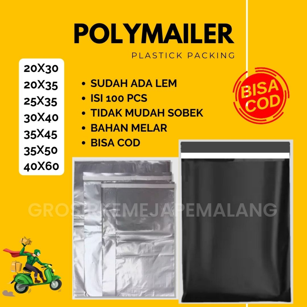 PLASTIK PACKING POLIMER ADA PEREKATNYA UKURAN 30X40 PLASTIK ONLINE