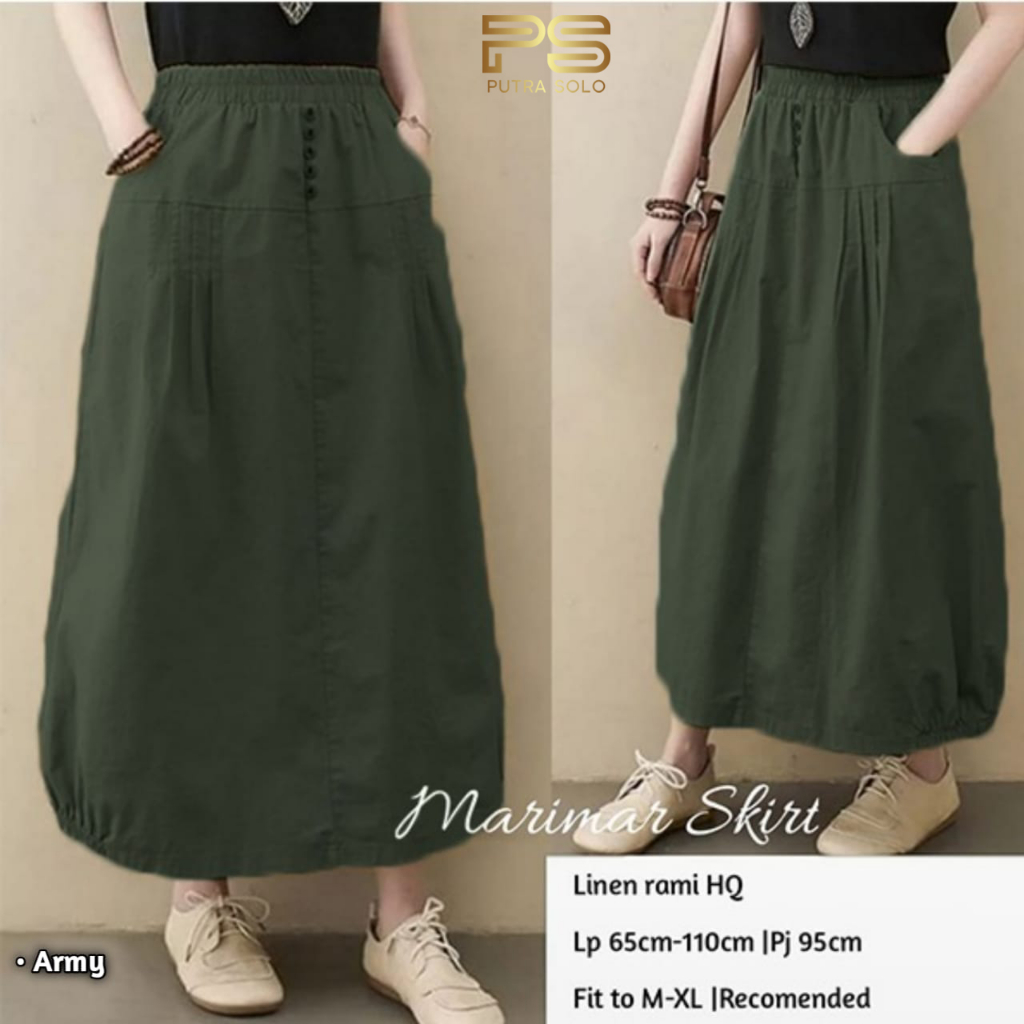 Marimar Skirt Rok Wanita Linen Rami HQ 65-110 By Putra Solo