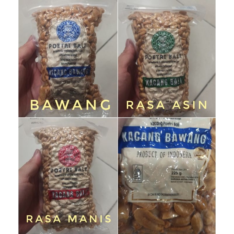 

Poetri Bali Kacang Khas Bali Rasa Bawang / Asin / Manis All Variant 450g Per Pack