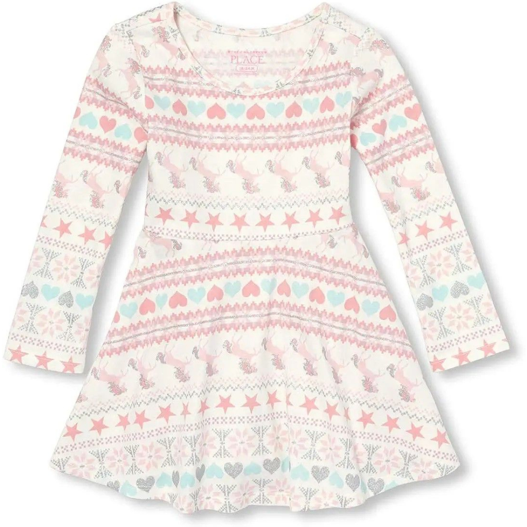 Place BABY 12-18 Months Long Sleeve Pleated Dress PINIK UFO dress bayi