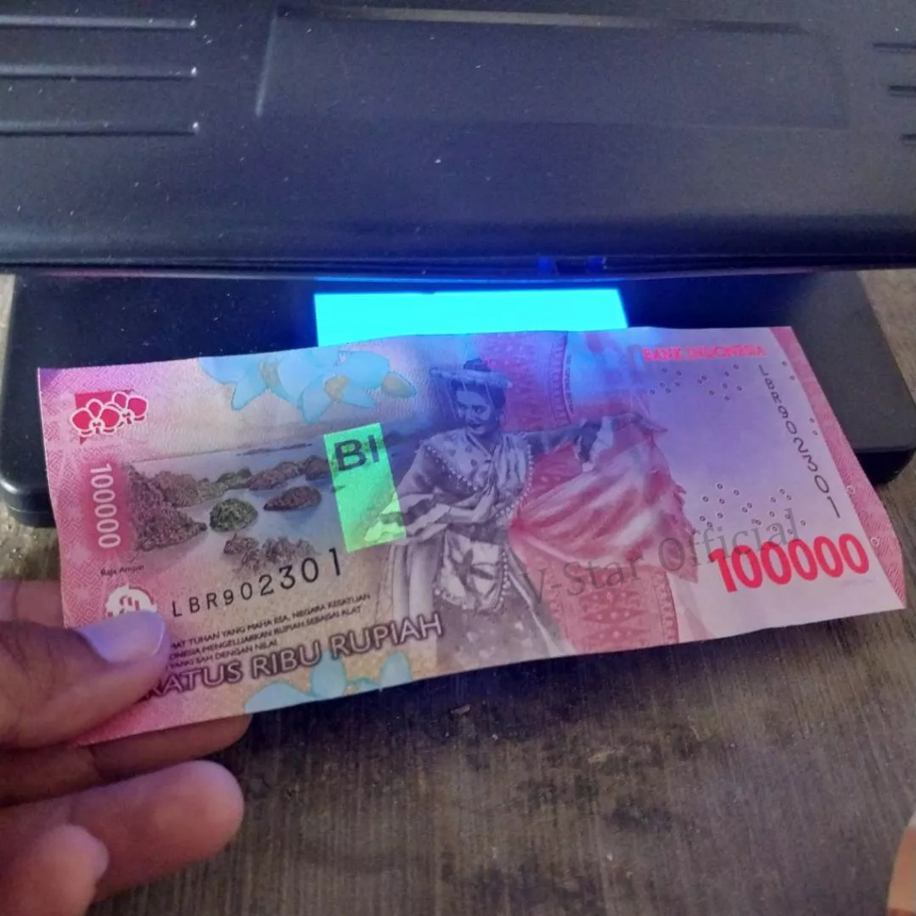 Mesin Cek Uang Asli Alat Deteksi n Lampu Menghitung Duit Palsu Kasir EDC BRIlink Ultraviolet