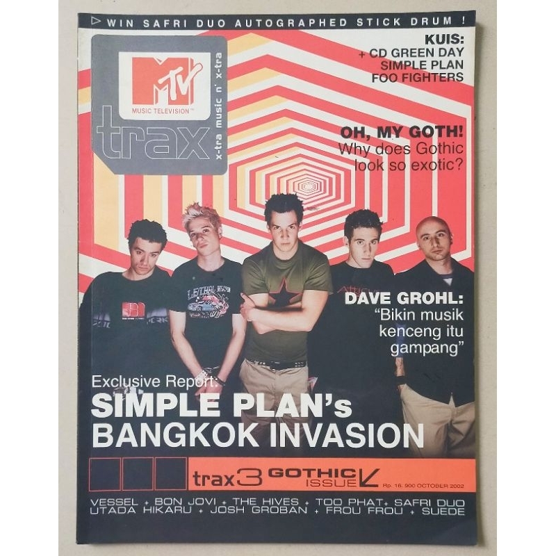 Majalah MTV Trax Oktober 2002 - Cover Simple Plan