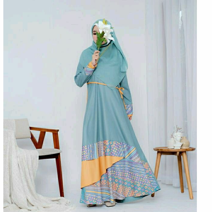 KHALISA DRESS - Gamis toyobo kombinasi batik premium, dress batik