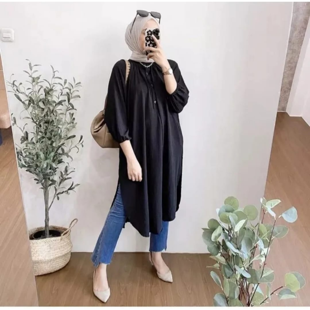 Meisa Tunik - Tunik Crinkle - Atasan Muslim Wanita - Tunik Simple - Khanza Hijab