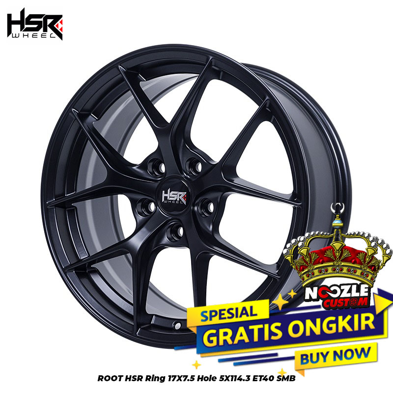 VELG HSR RING 17 LUBANG 5 BLACK TYPE ROOT PELEK MOBIL RACING RING 17