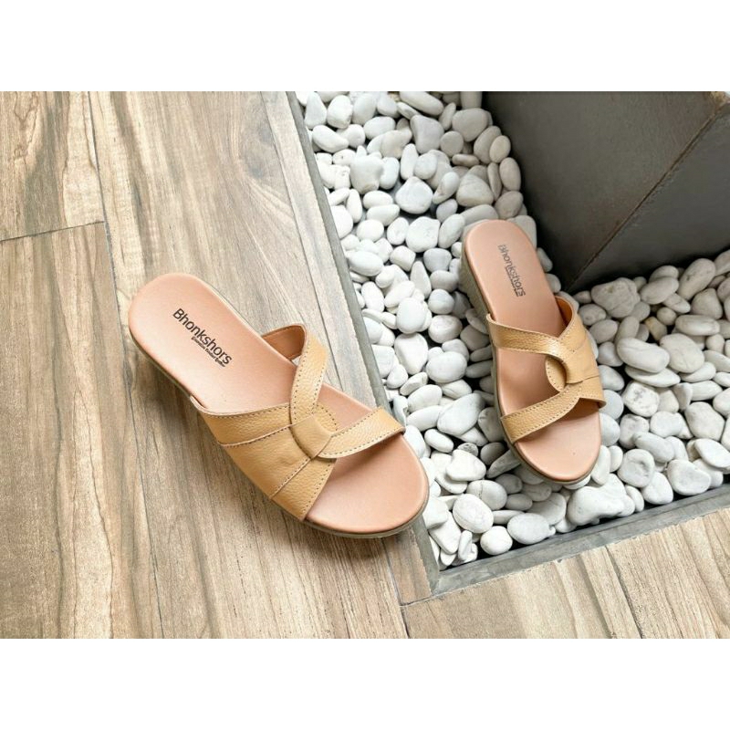 SANDAL WANITA KULIT GARUT BHONKSHORS HAWE WEDGES