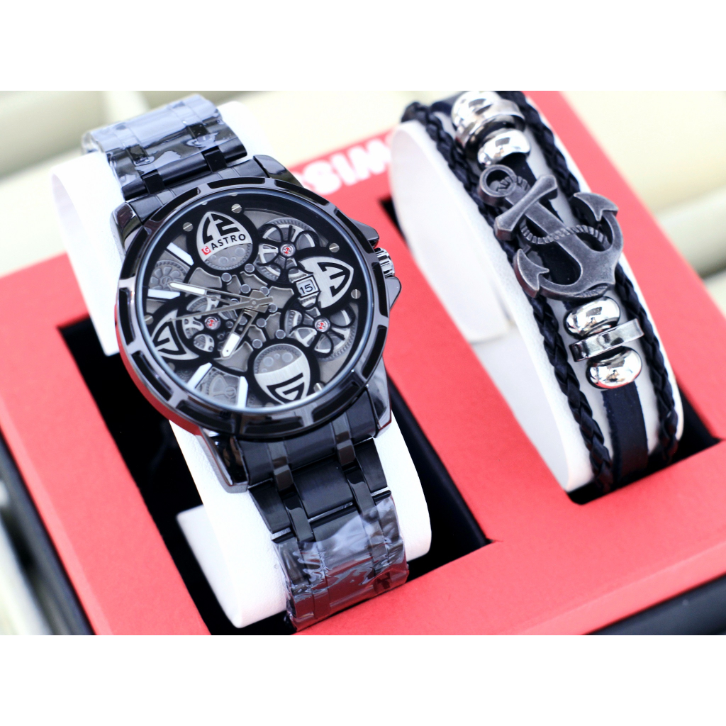 Jam Tangan Fashion Pria G44089 Free Gelang Kulit Jangkar Kapal