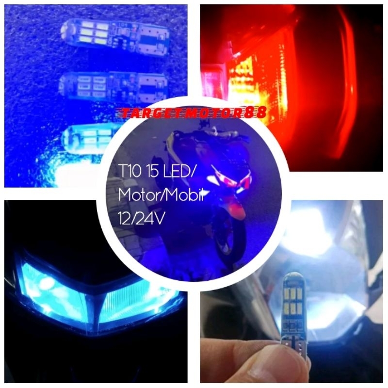Lampu Senja T10 15 LED Senja Kota TERANG Motor/ Mobil 12-24 Volt Lampu LED Gozima