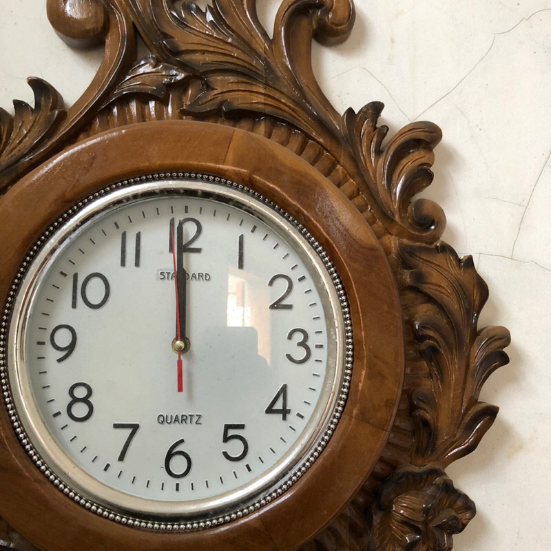 Jam Dinding Ukir Kayu Jati + Packing kayu