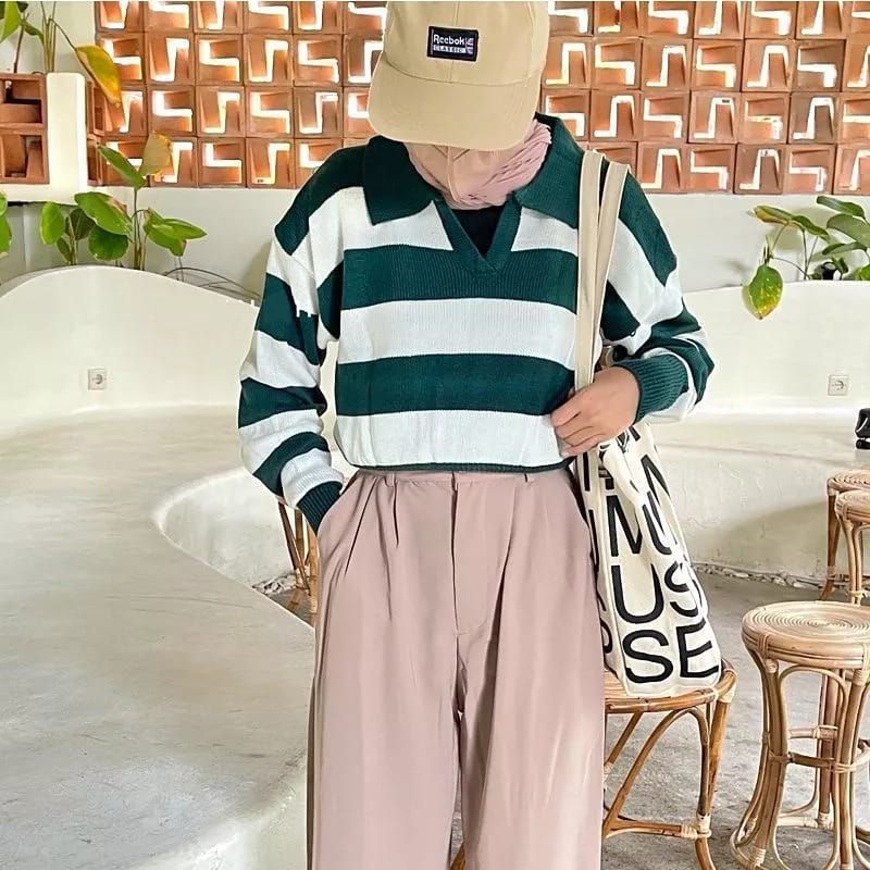 SWEATER RAJUT VALENCIA /SWEATER BLASTER WANITA KOREA CROP/ATASANPOLLETRAJUT-5