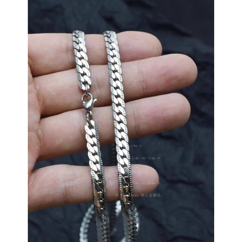 KALUNG PRIA WANITA TITANIUM RANTAI ASLI SISIK NAGA SILVER PUTIH PERAK  RANTAI COWOK