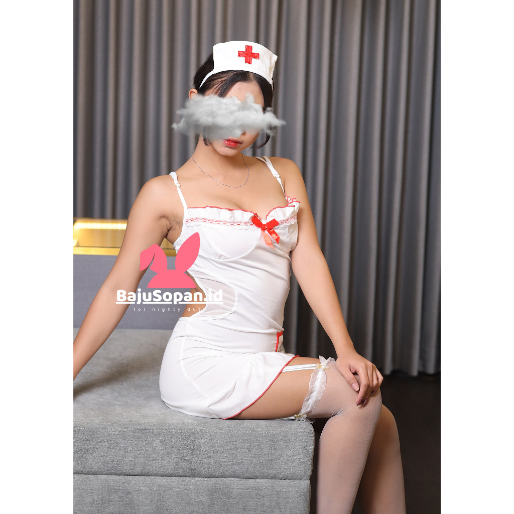 BAJUSOPAN.id lingerie baju tidur set cosplay suster halloween seragam nurse perawat tidur wanita dew