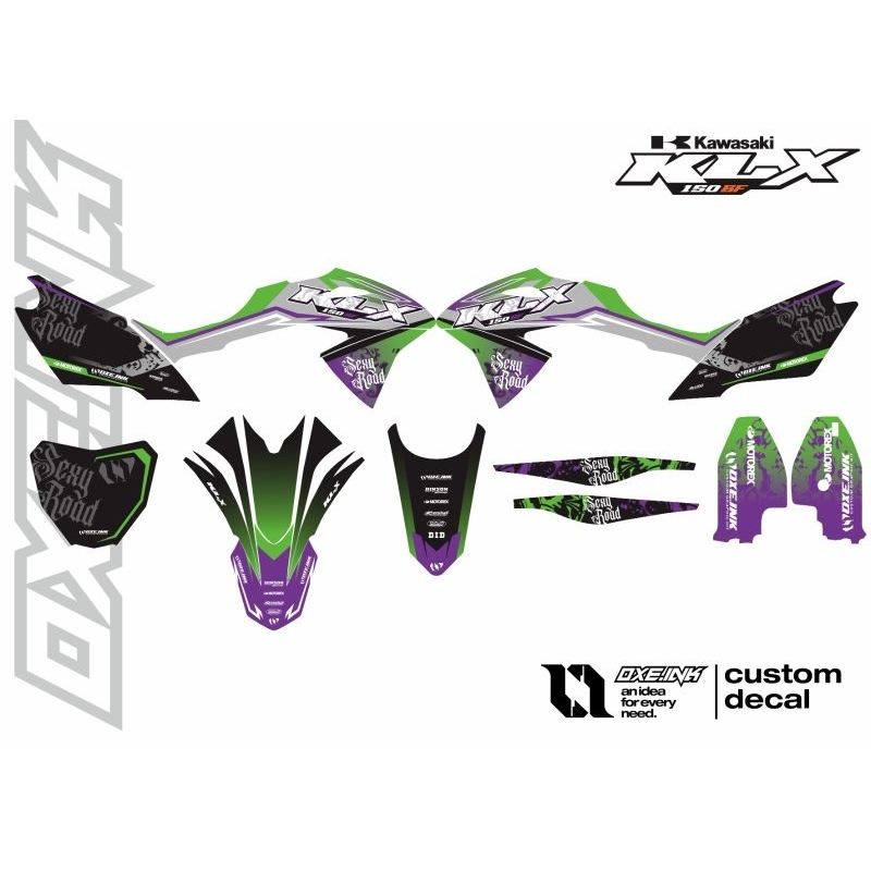 Decal stiker Klx Bf Extreme hijau abu green grey