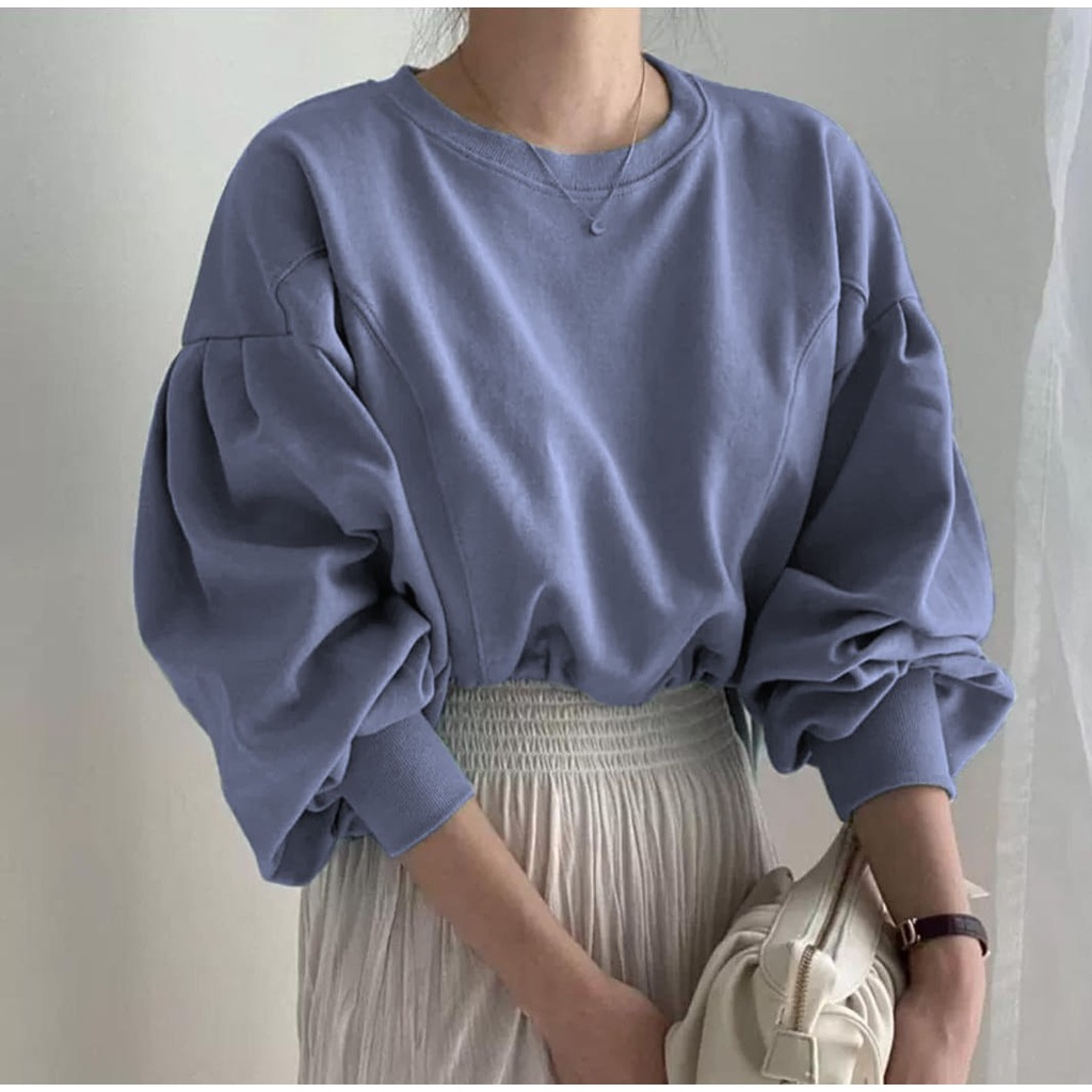 BASIC SWEATER CROP | CREWNECK OVERSIZE WANITA | CREWNECK OVERSIZE