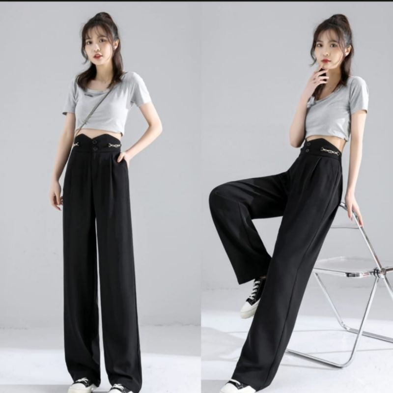 Celana Panjang Kulot Import / Kulot Import / Celana Panjang Katun / Bawahan Wanita / Celana Korea / 