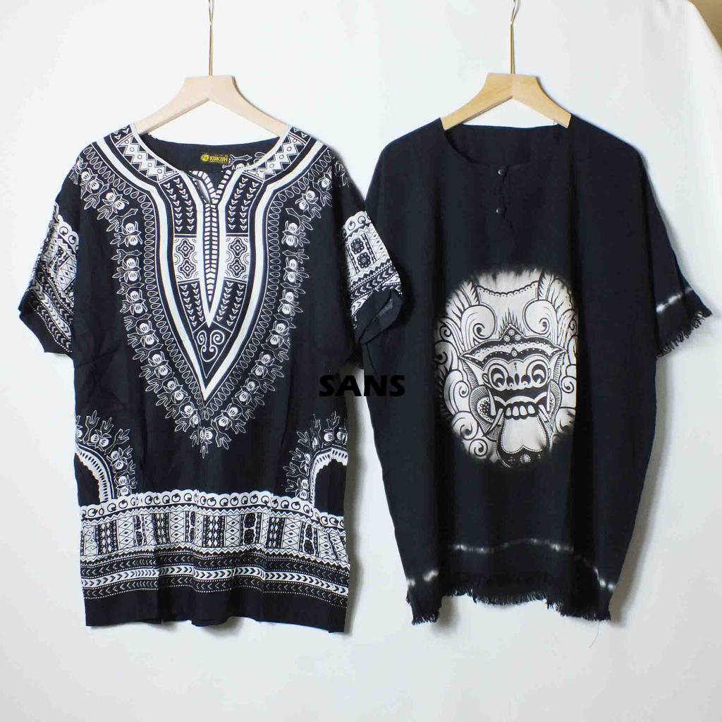 2pcs baju etnik dan baju barong bali - kaos etnik adem - baju bali pria dan wanita - baju pantai