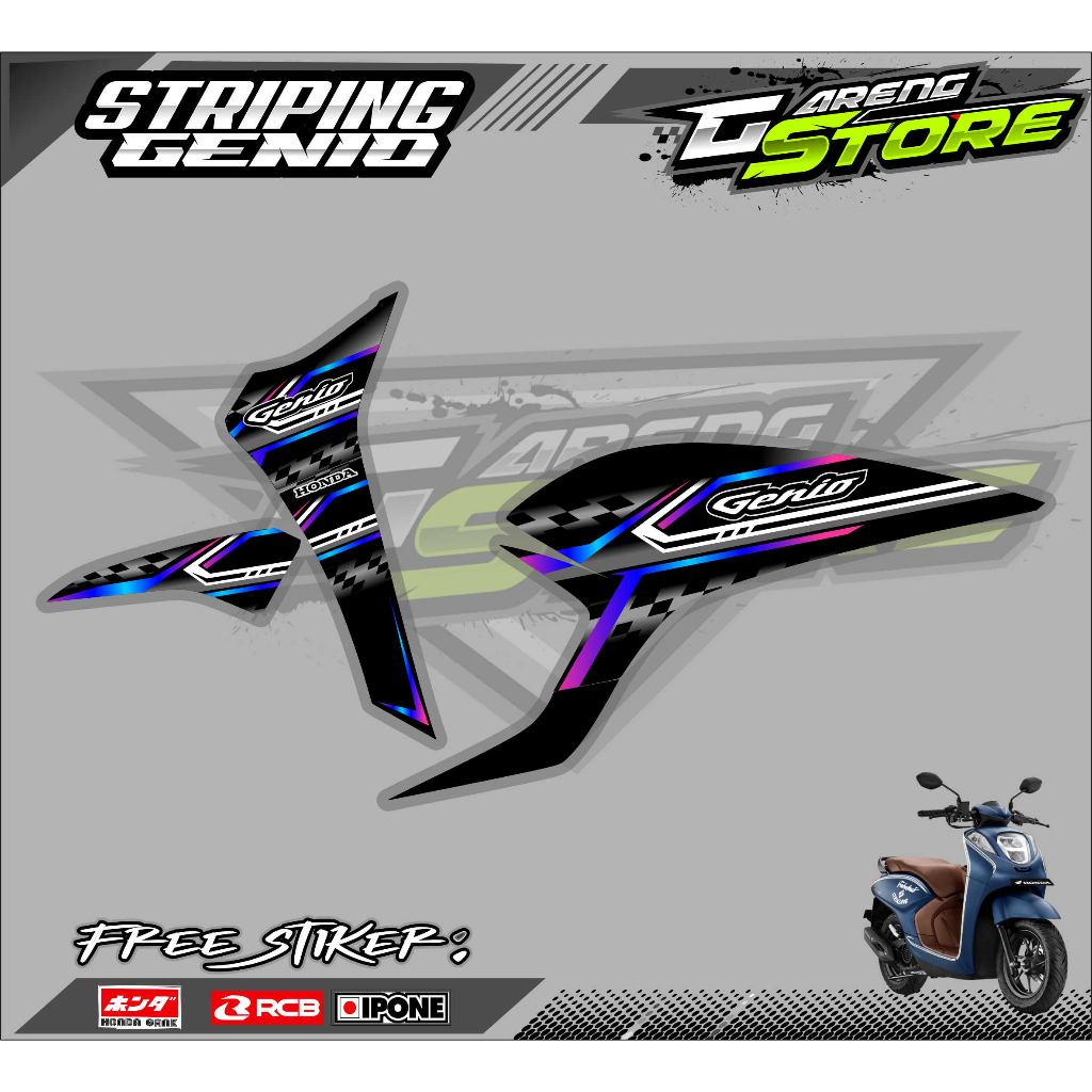 STRIPING VARIASI MOTOR HONDA GENIO / STICKER LIST VARIASI MOTOR GENIO
