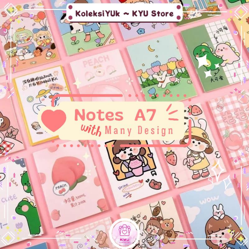 [KYU A] Notebook Mini A7 Motif Kartun Lucu / Buku Tulis Kecil A7 / Notes Mini A7 (isi 16 lembar)