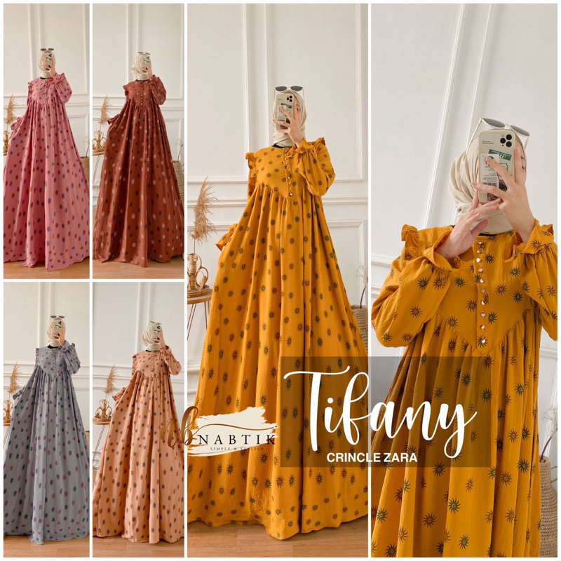 TIFANY DRESS / AKILA MAXI DRESS ORI BY NABTIK / GAMIS JUMBO BUSUI MOTIF AIRFLOW CRINCLE