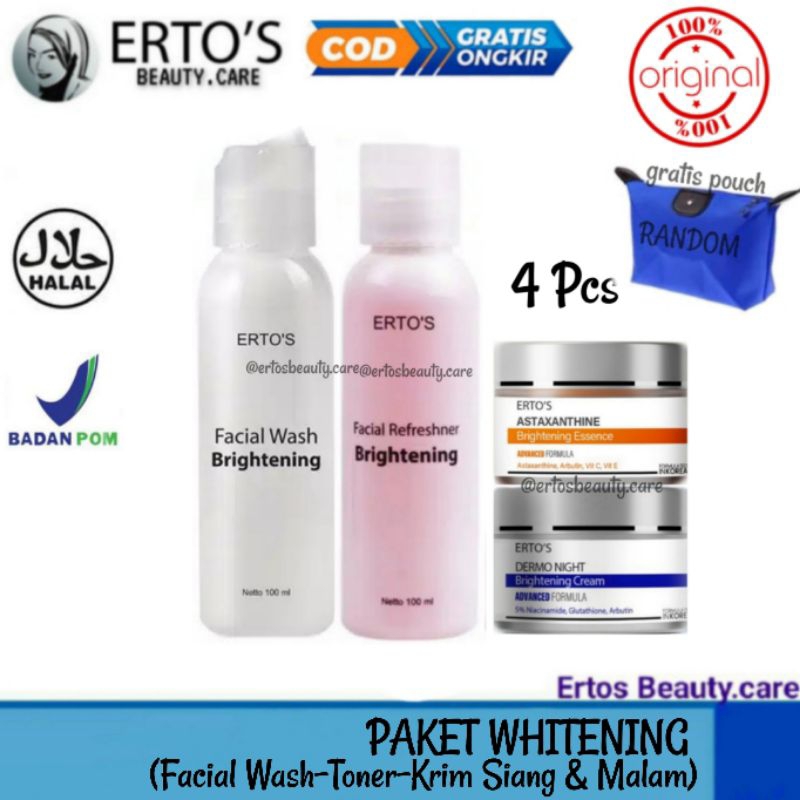 ERTOS PAKET FLEK KRIM PENGHILANG FLEK ERTOS ORIGINAL (FACIAL WASH, TONER, ASTAXANTHINE, DERMO NIGHT)