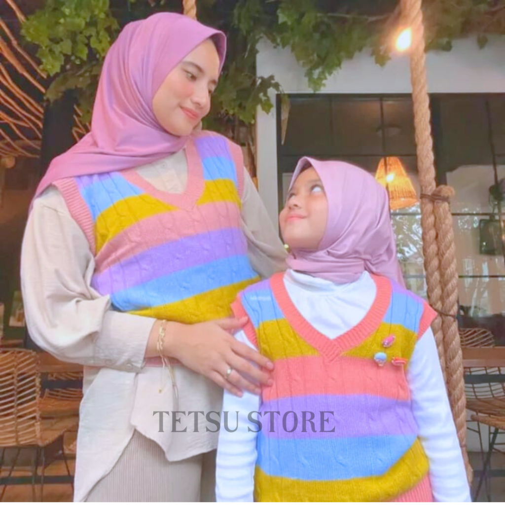 PROMO Rompi Rajut Wanita Rainbow - Vest Rajut Rainbow - Rompi Wanita - Vest Perempuan Dewasa - Rompi
