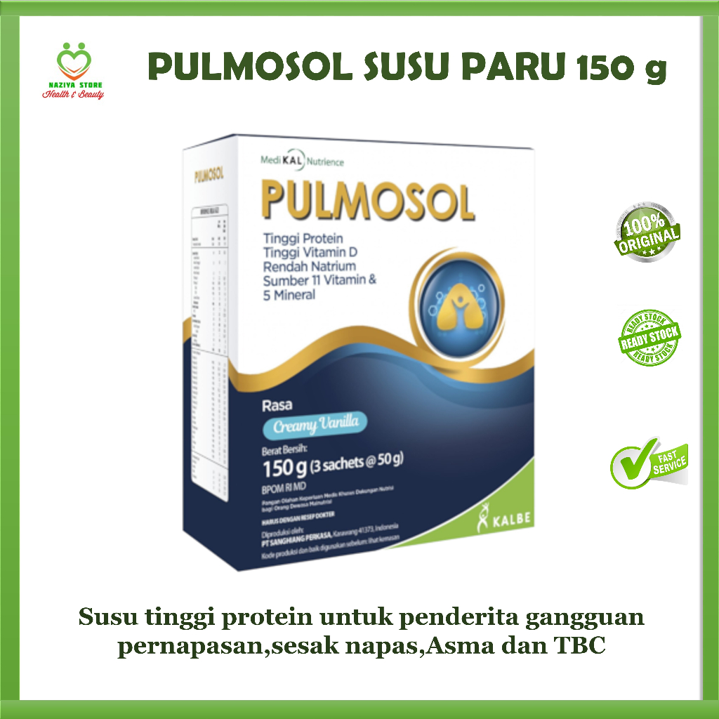 

PULMOSOL Susu paru 150 gram Nutrisi Susu penderita Gangguan Pernafasan dan Paru paru