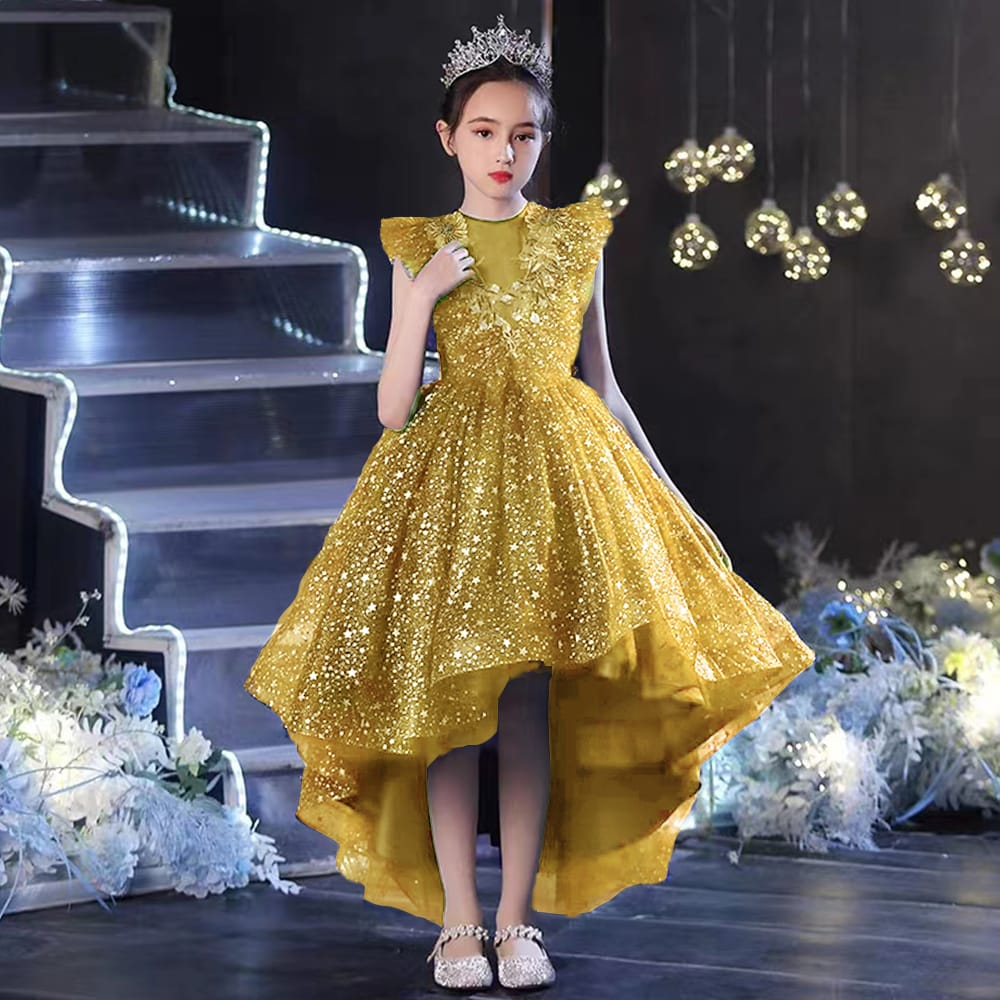Party Dress Star Blink Gold/Dress Anak Perempuan