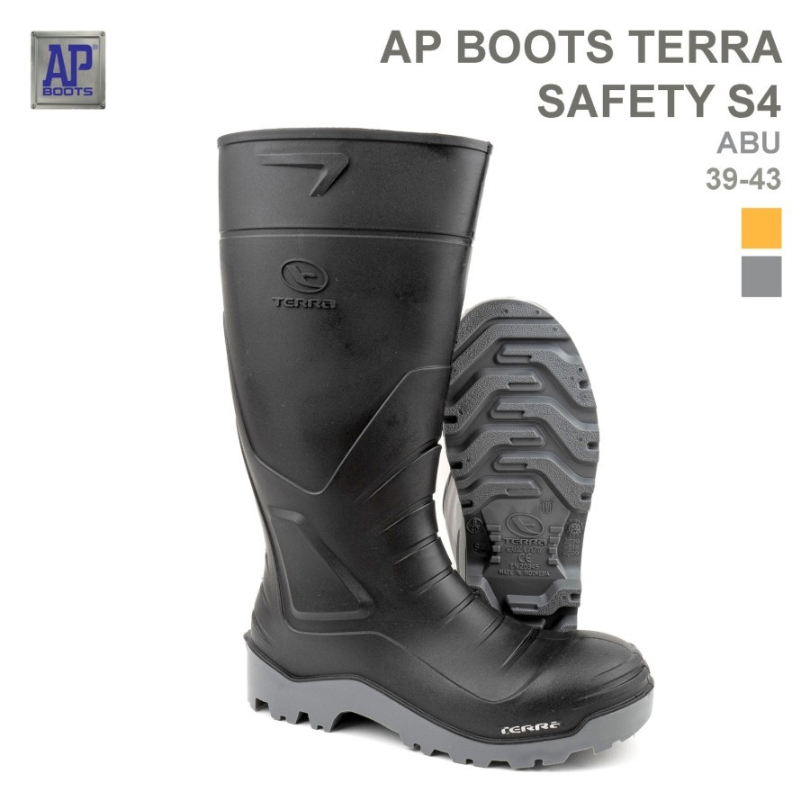 Sepatu AP Boots Terra Safety S4 BLACK / Sepatu Boot PVC Terra S4 Hitam