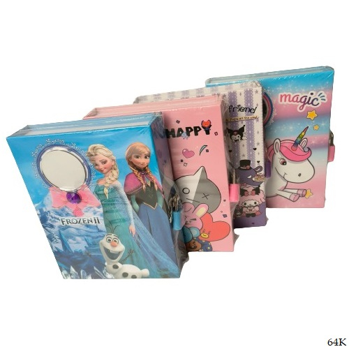 

Buku Diary Dengan Kunci & Gembok 64K Character Lucu - Notebook Anak