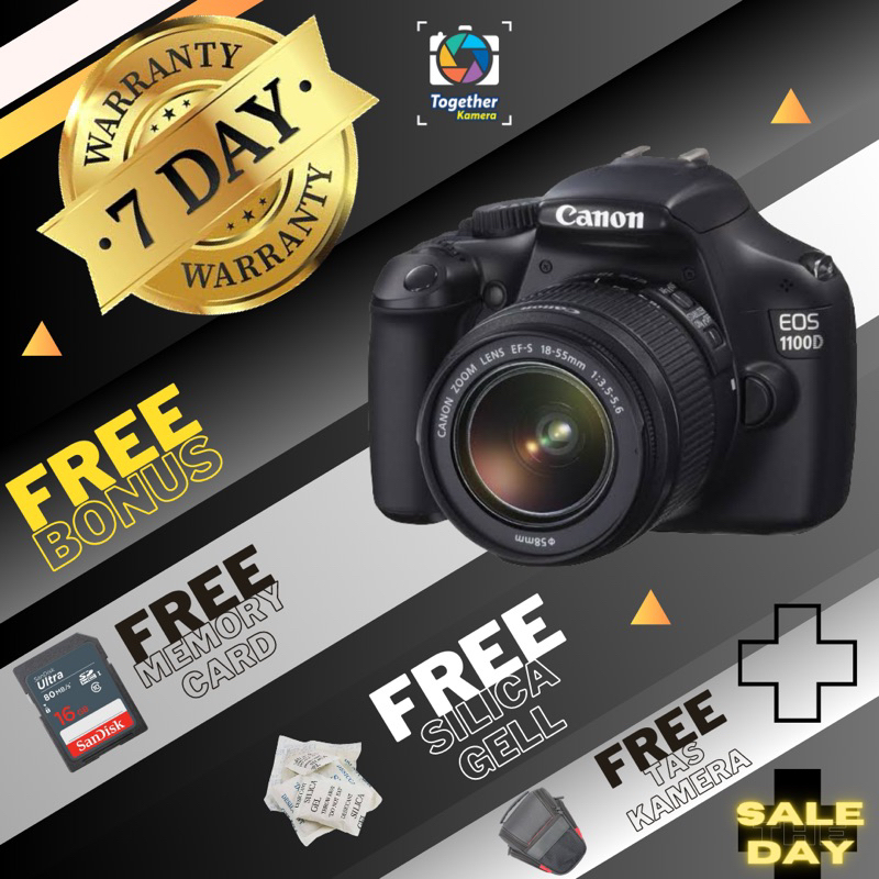 Kamera Camera DSLR Canon 1100D Lensa Kit 18-55mm Sudah Bisa Vidio FLOG Termurah Bukan 1200D 1300D