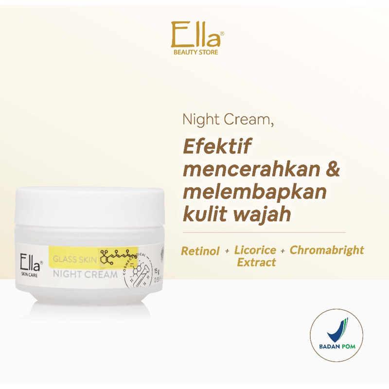 Ella Skincare Glass Skin Night Cream|krim malam memutihkan