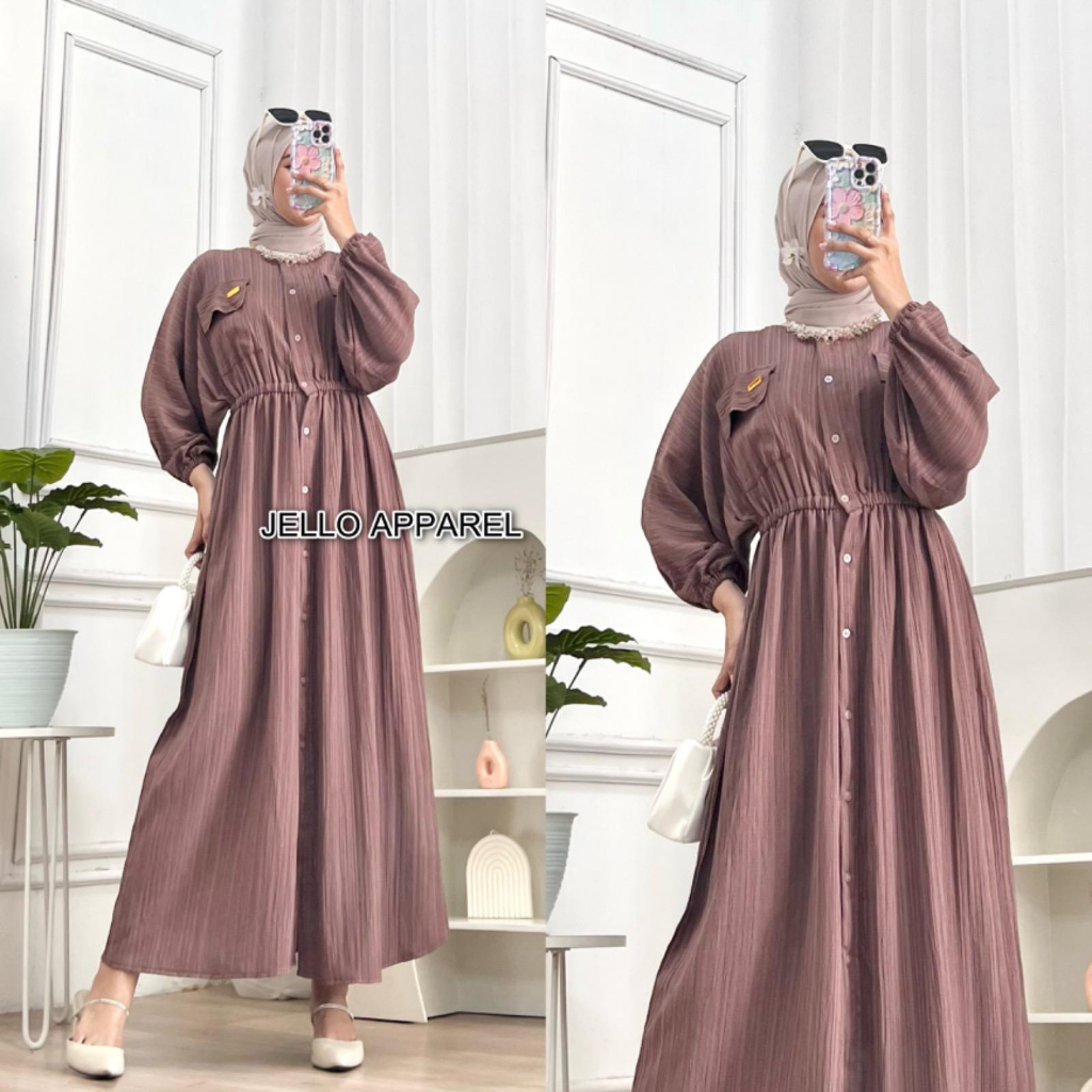 RUNA GAMIS LADY CRUSH PAKAIAN WANITA DRESS MUSLIM DEWASA