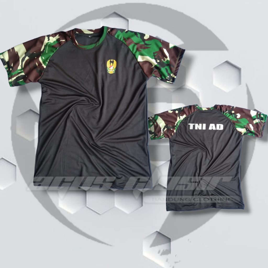 Kaos Reglan TNI AD Hitam || Kaos Jersey reglan Lengan Pendek TNI AD || Kaos Olahraga Reglan TNI AD M