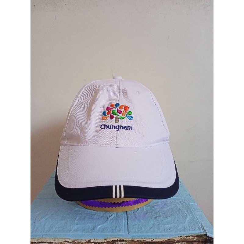 Topi Caps Merek Chunglim Warna Putih Bordir Chungnam Bahan Katun Setelan Velcro