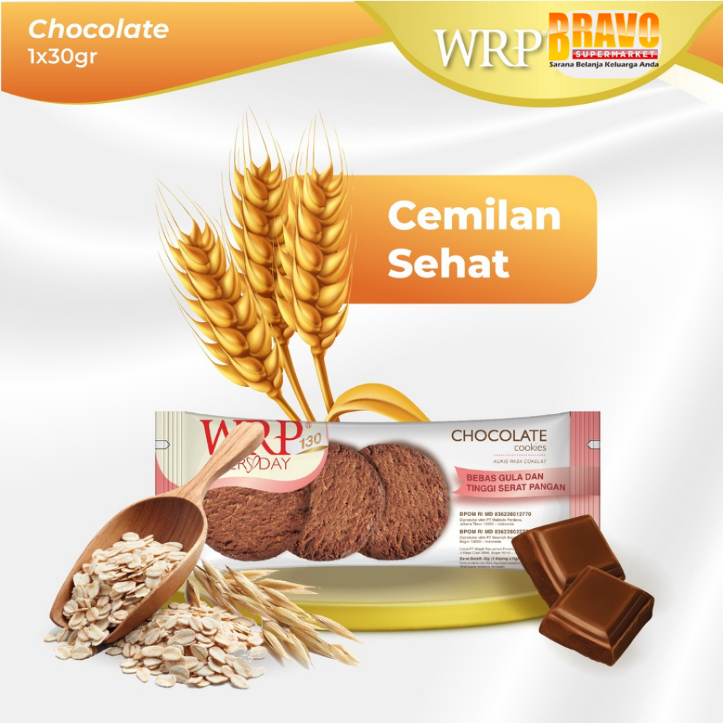 

Bravo Bojonegoro - WRP Cookies Chocolate & Keju Edam 30GR - Cemilan Sehat