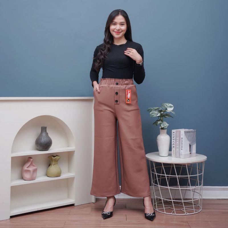 CELANA KULOT SCUBA PREMIUM/CELANA KULOT KANCING WANITA DEWASA/KULOT SCUBA