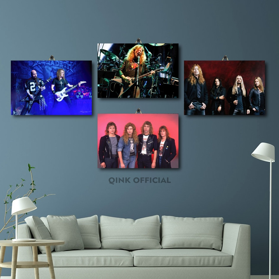 HIASAN RUANG WALLPAPER BAND METAL NMEGADETH 20X30 | DEKORASI DINDING GITARIS BAND MEGADETH | BINGKAI