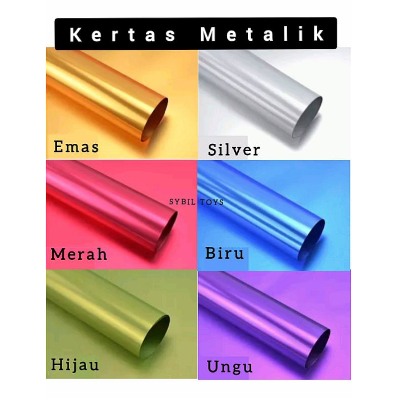 

Kertas Metalik Besar / Kertas Sampul Buku Warna / Kertas Mamer Besar / Kertas Kado Warna / Kertas Mengkilap / Buket