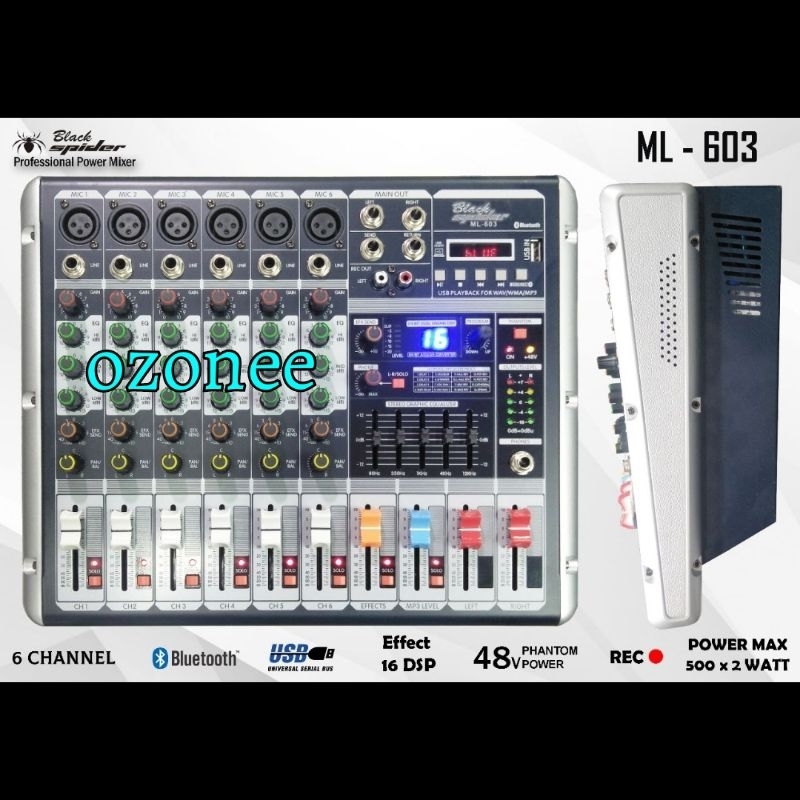 POWER MIXER BLACK SPIDER 6 CHANNEL BS ML-603  ML603 ORIGINAL
