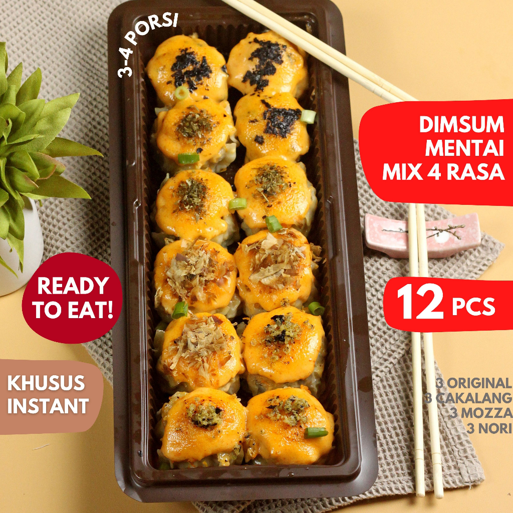 

Dimsum Mentai Ginuk Mix 4 Rasa isi 12, Ready to Eat Bukan Bakpao Hakao