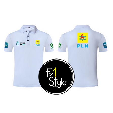 TYPE 06 - POLO SHIRT BAJU kerah mode polo LISTRIK PINTAR Depan LOGO PLN - BAJU PLN MOBILE dan logo s