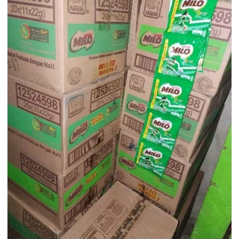 

susu bubuk Milo rencengan beli 10 gratis 1