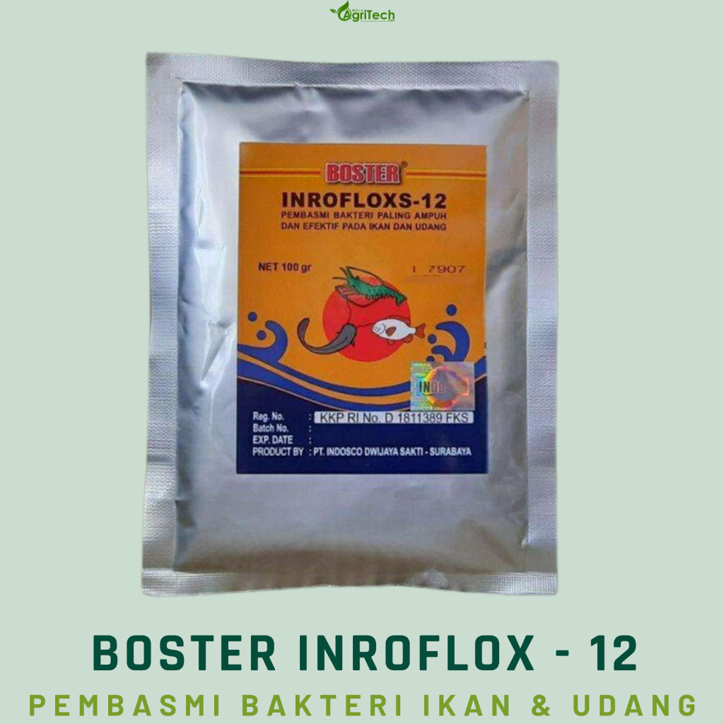 BOSTER INROFLOX 12 ANTIBIOTIK OBAT IKAN ENROFLOXACIN ISI 100 GRAM