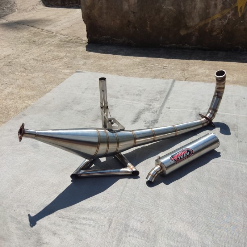 KNALPOT KOLONG SAMPING RX KING FULL STAINLESS