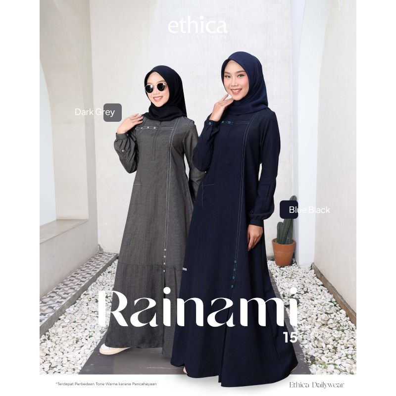 Ethica Rainami 15 | Gamis Ethica | Gamis Rainami | Gamis Hitam Polos | Gamis Polos | Gamis Elegan | 