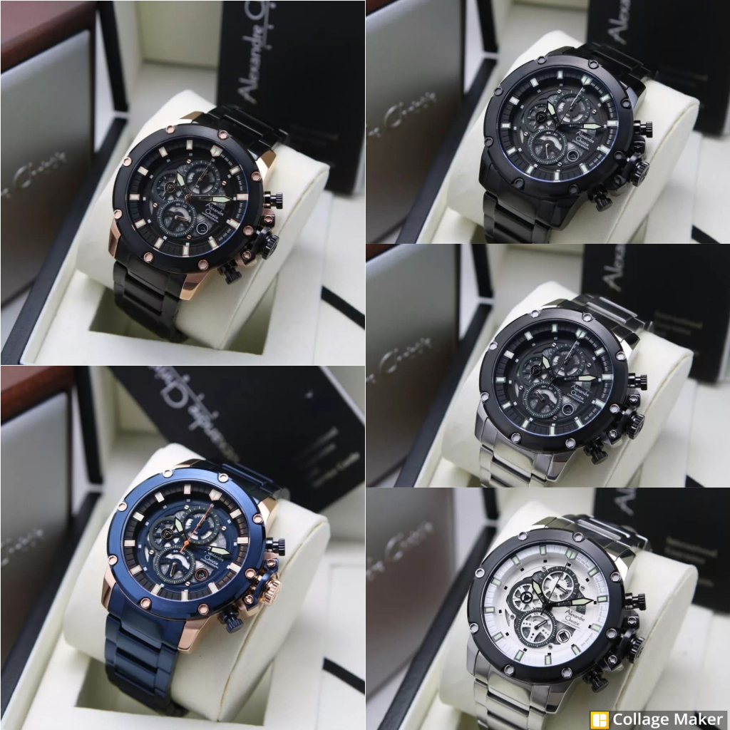 Jam Tangan Pria Alexandre Christie AC 6564 AC6564 AC6564MCB Silver White Black Navy Blue Rosegold Or