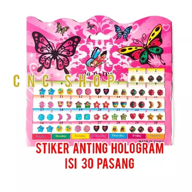 

Stiker Kristal / Stiker Anting Hologram Isi 30pasang Mainan DIY Anak